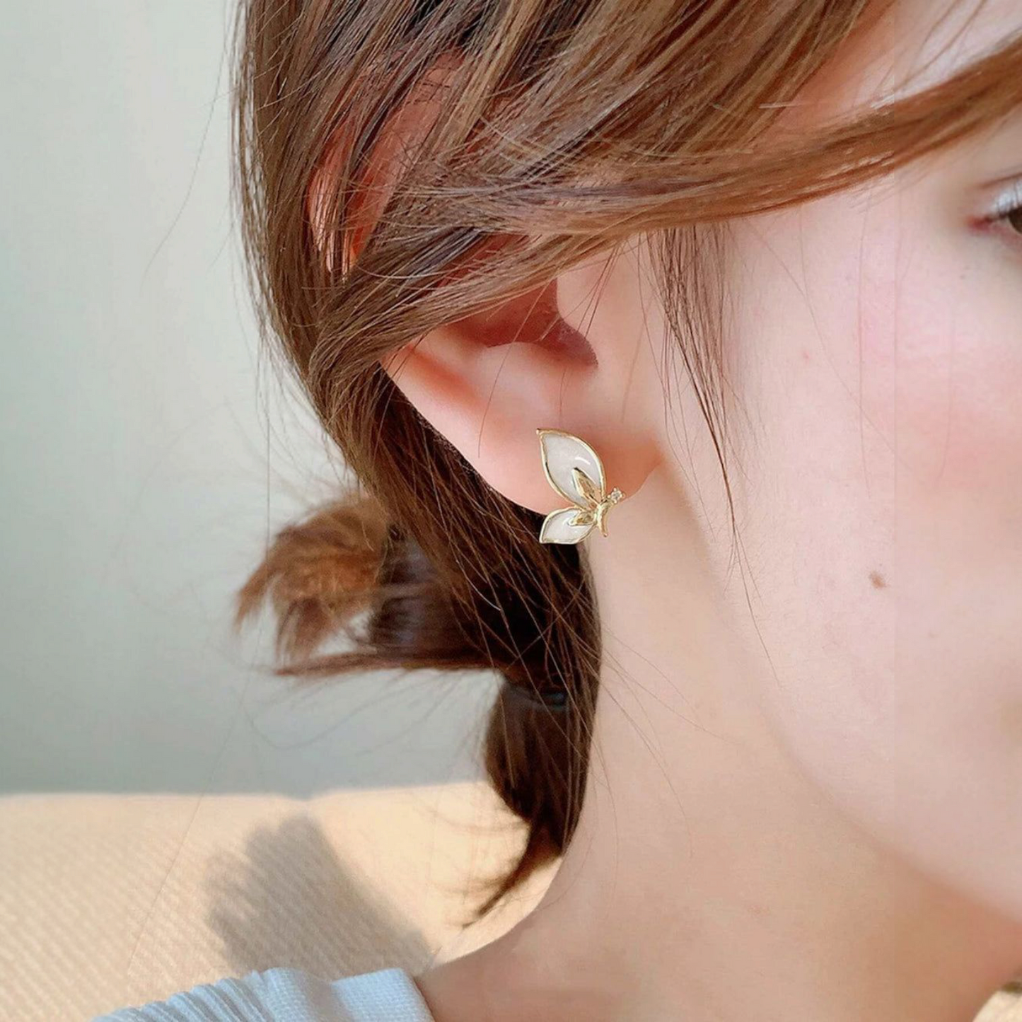 Pearl Petal Stud Earrings