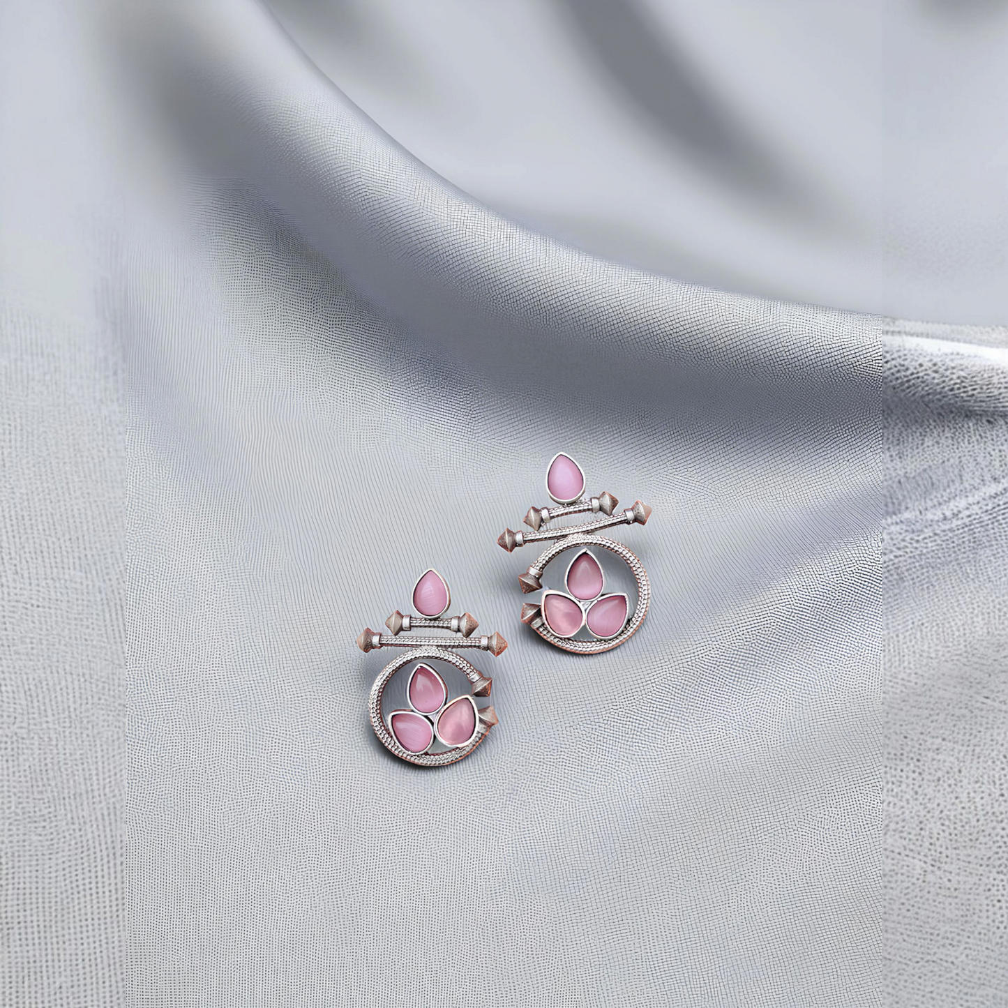 Serene Aura Drop Earrings - German Silver