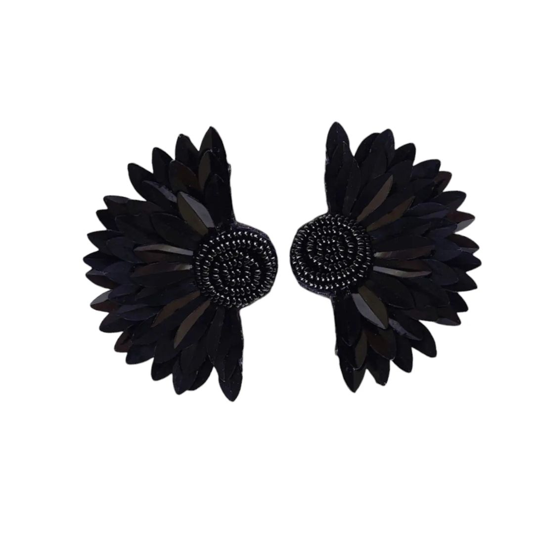 Black Bloom Beaded Earrings