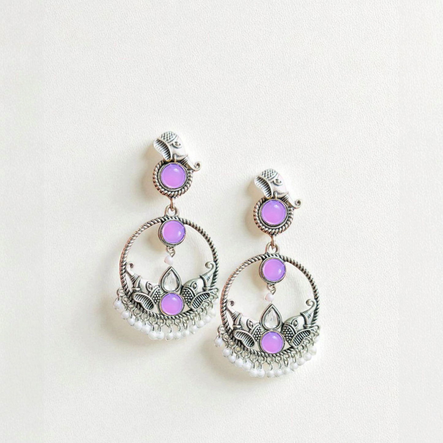 Elephant Temple Dangler Earrings - German Silver