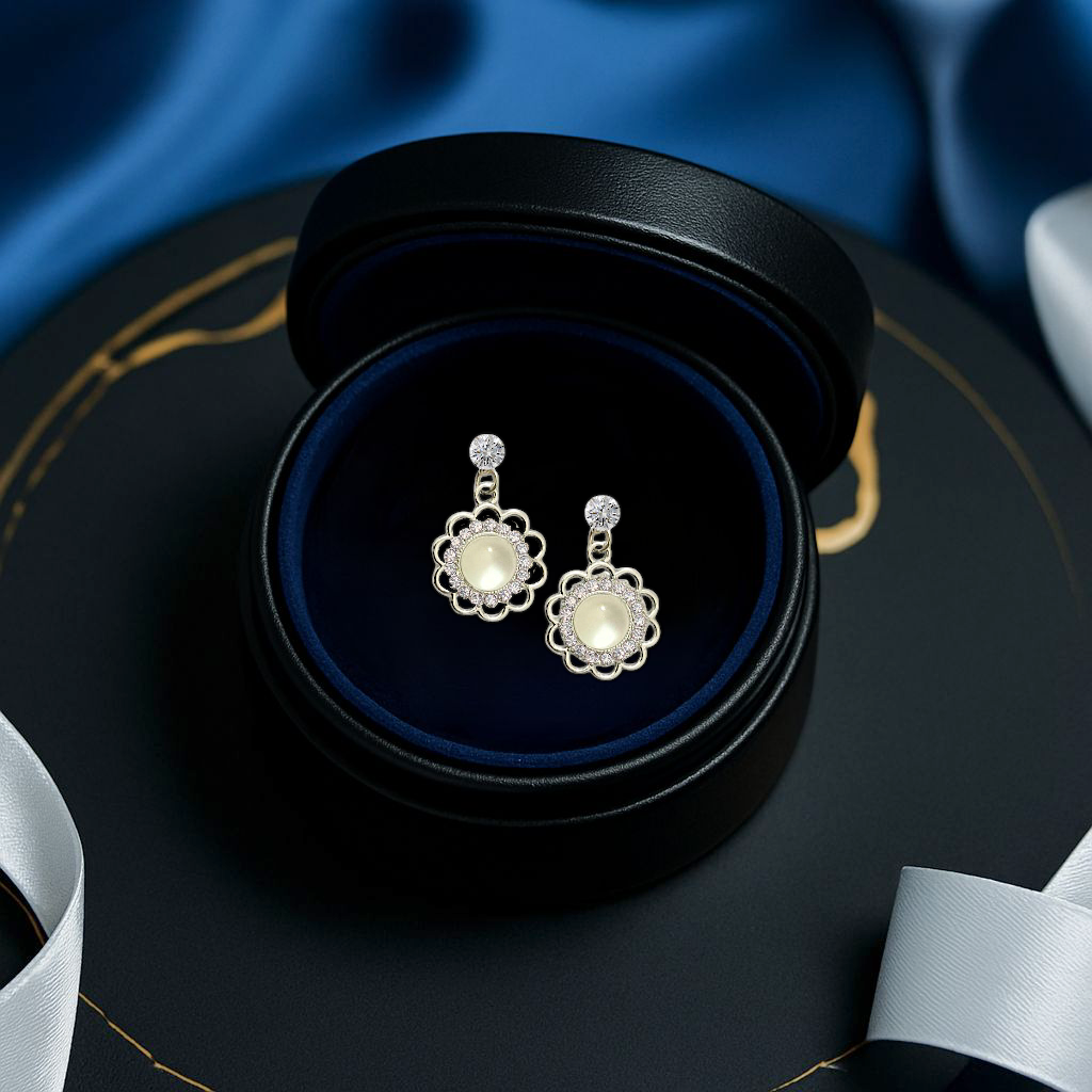 Moon Pearl Petal Earrings