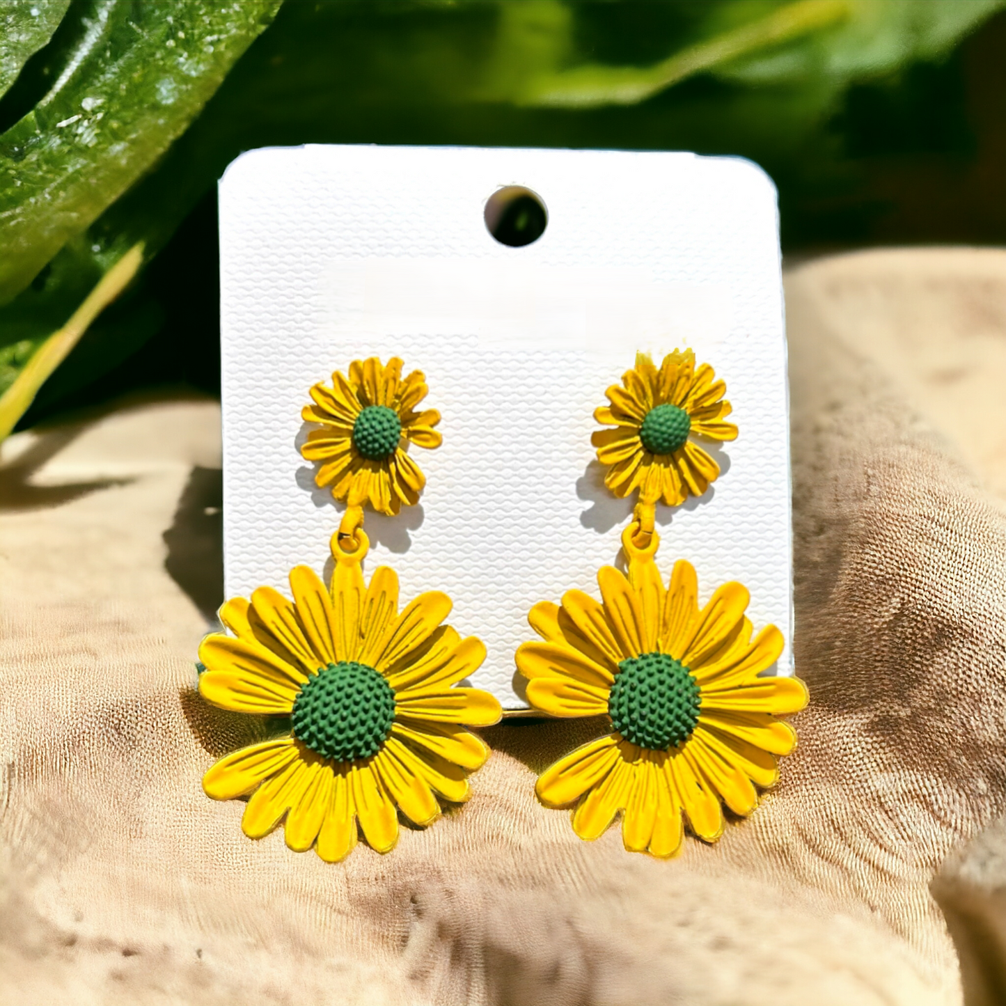 Sunflower Yellow Green Earrings