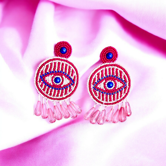 Unique eye-shaped Beaded Earrings for a touch of mystique.