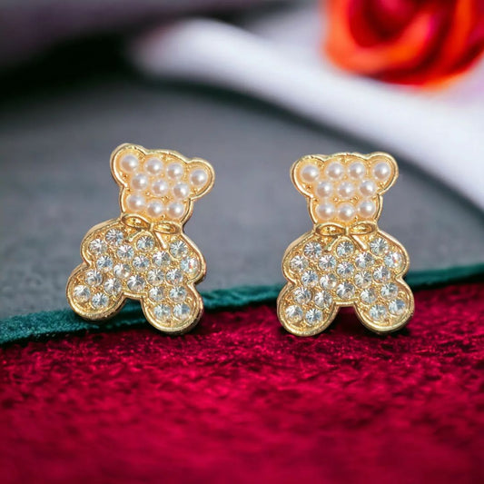 Stone-Crafted Bear StudsEarrings