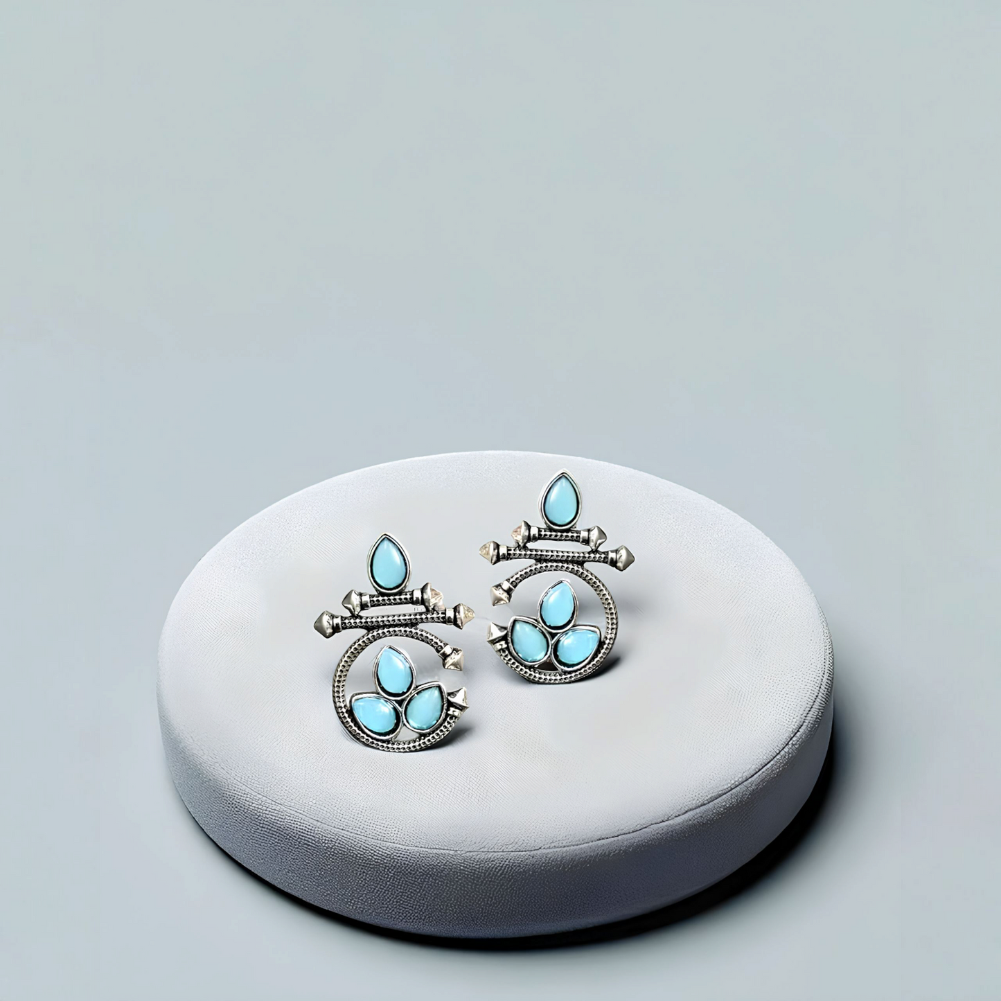 Serene Aura Drop Earrings - German Silver