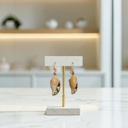 Gold and Beige Earrings