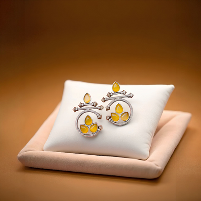 Serene Aura Drop Earrings - German Silver