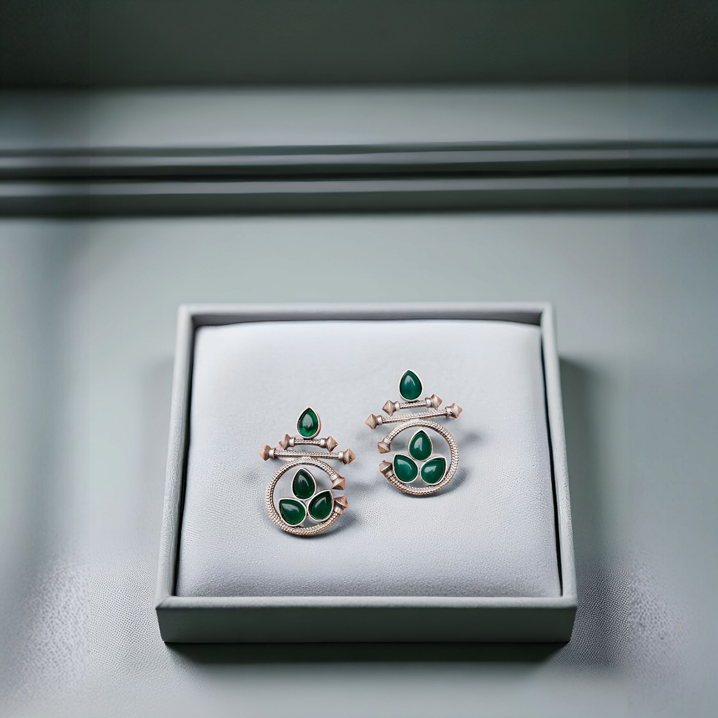 Serene Aura Drop Earrings - German Silver