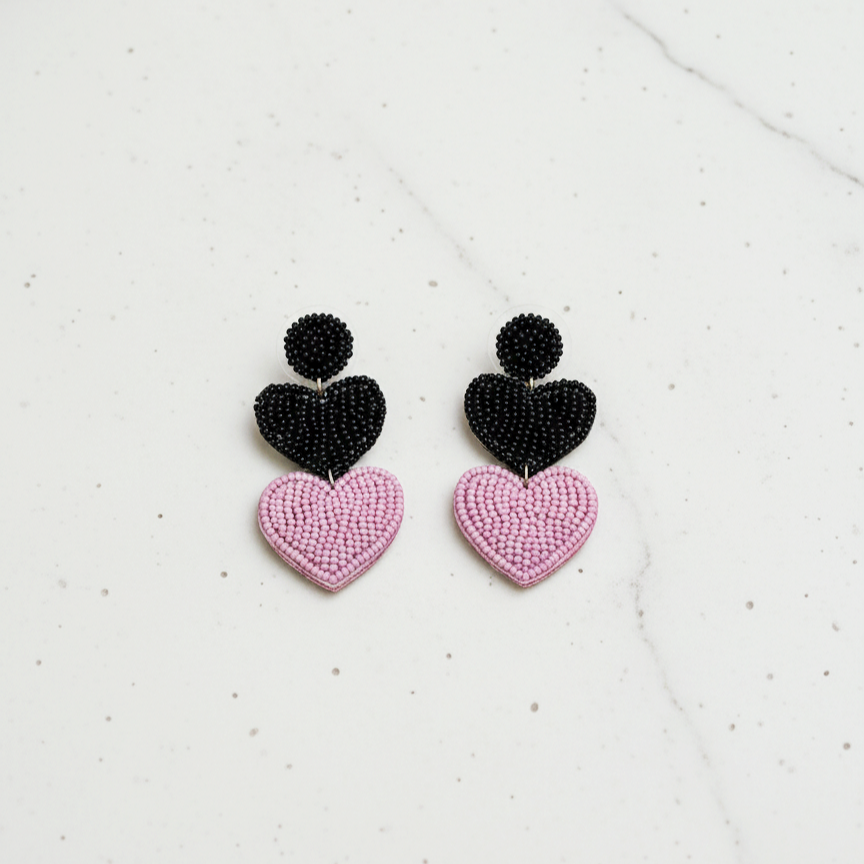 Beaded Heart Earrings