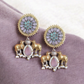 Carved Gold Motif Nandi Earrings
