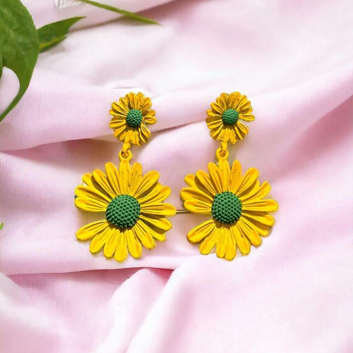 Sunflower Yellow Green Earrings