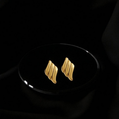 Sleek Gold Textured Stud Earrings