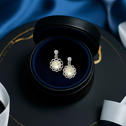 Moon Pearl Petal Earrings