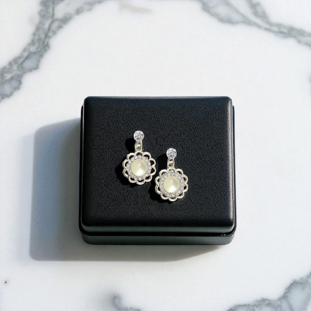 Moon Pearl Petal Earrings