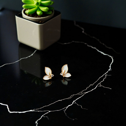 Pearl Petal Stud Earrings