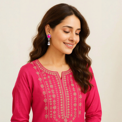 Fuchsia Glow Drop Earrings