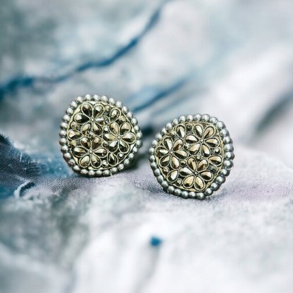 Noor Antique Studs – Silver Petal Edition Earrings