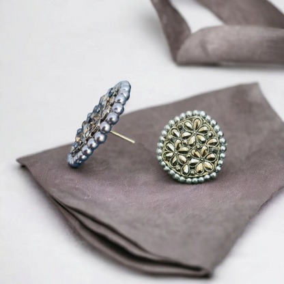 Noor Antique Studs – Silver Petal Edition Earrings