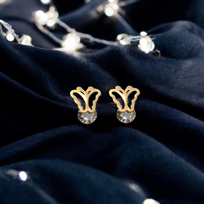 Golden Aura Gems Studs Earrings - Stainless Steel