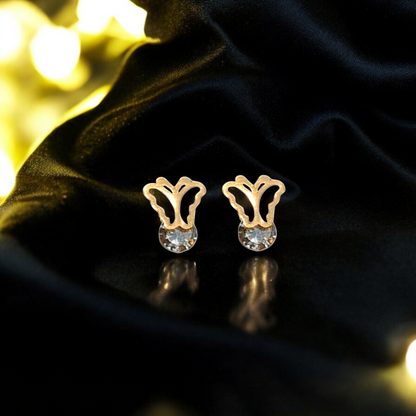 Golden Aura Gems Studs Earrings - Stainless Steel