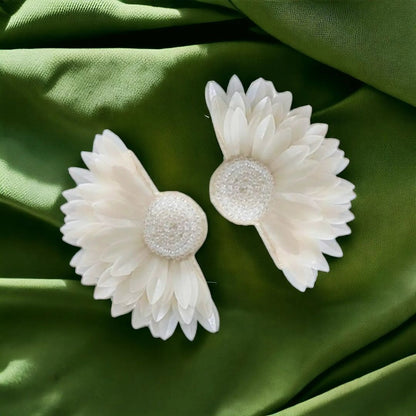 White Bloom Beaded Earrings