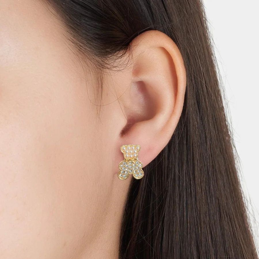 Stone-Crafted Bear StudsEarrings