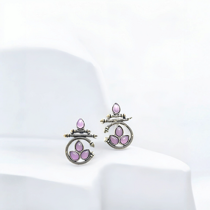 Serene Aura Drop Earrings - German Silver