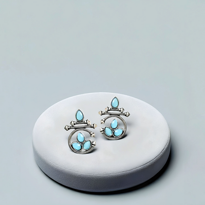 Serene Aura Drop Earrings - German Silver