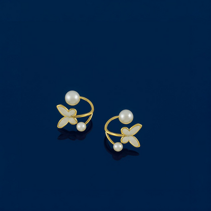 Butterfly Pearl Stud Earrings